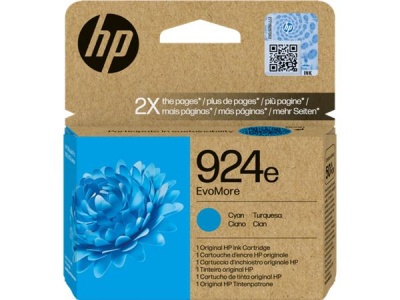 4K0U7NE Tintapatron Officejet Pro 8120e, 8130e nyomtatókhoz, HP 924 EvoMore, cián, 800 oldal